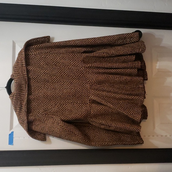 Free People brown 70s print geometic peplum blanket jacket womens 10 - Picture 3 of 12